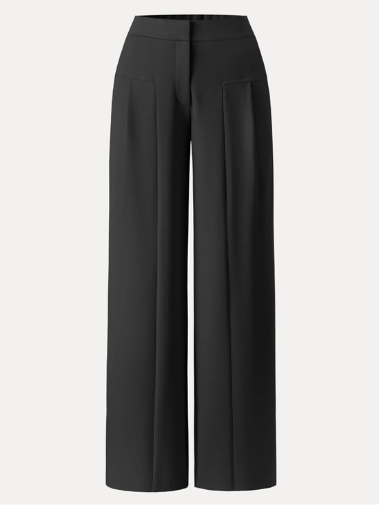 OGL Pants - OGL Ponte-De-Roma Drapey Bamboo Ponte Mid Rise Wide Leg Trouser with Pockets XS